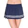 MUSIC LEGS Women's Pleated Double Striped Skirt, Navy Blue/White, One Size