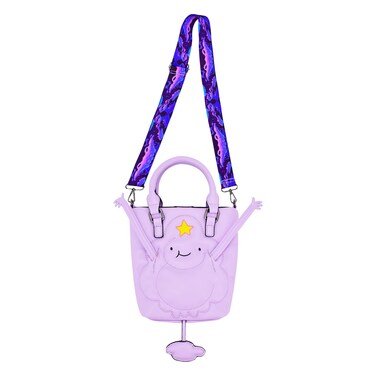 Adventure Time Tote Bag, Lumpy Space Princess Mini Handbag with Adjustable Crossbody Shoulder Strap, Purple