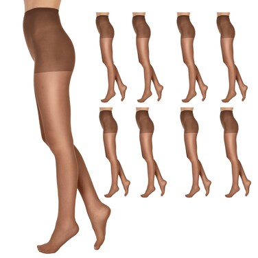L'eggs Everyday Pantyhose 100% Nylon- Regular Panty, Sheer Toe- Suntan- Size Q- 8 Pack