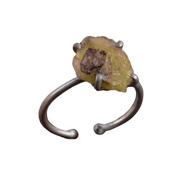 KAMBO Real Natural Raw Peridot Silver Ring For Women, Adjustable Ring, Raw Peridot Ring, Unique Peridot Women Ring,925K Sterling Silver Ring (size 4.5-6.5 range)