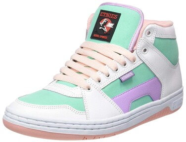 Etnies Women's MC Rap HIGH W's Skate Shoe, White/Green, 5