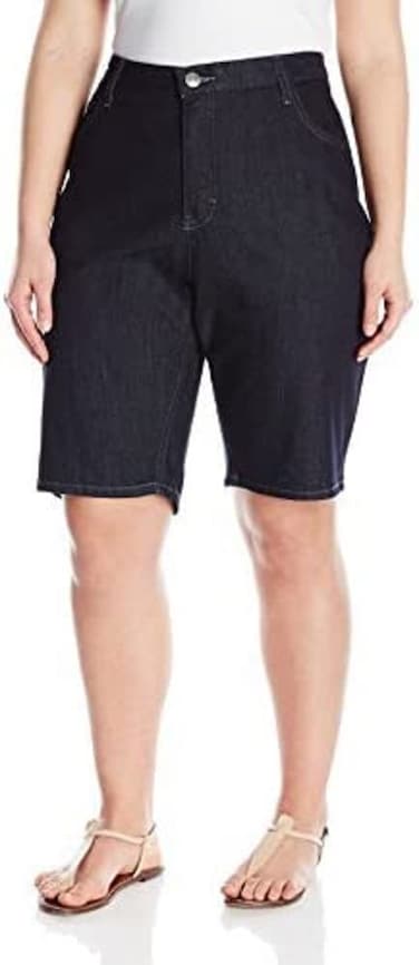 Riders by Lee Indigo Women's Plus Size Comfort Waist Bermuda Short, Rinse, 18 W