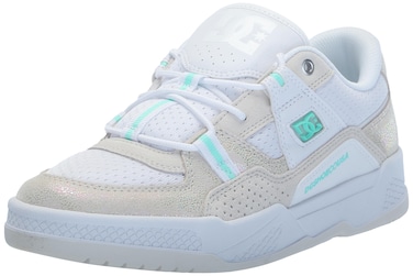 DC Women's Construct Skate Shoe, White/White/Monogram, 10