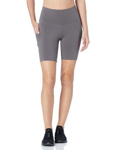 Andrew Marc Women's Bike Short, Regular and Plus Size, Carbon with Pockets, Small