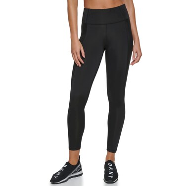 DKNY Women's Sport Tummy Control Workout Yoga Leggings, Black, Small