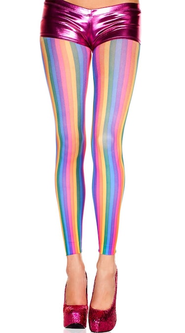 MUSIC LEGS Rainbow Vertical Striped Leggings, Rainbow