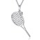 Saida Tennis Racket Necklace for Women - 925 Sterling Silver Tennis Ball Racquet Sport Themed Pendant Jewelry Gift for Tennis Players Lovers Coach, grey