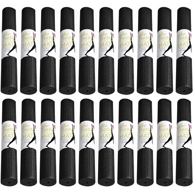 Hello Fit 20-Pack Yoga Mat, 68" x 24" Non Slip Exercise Mat, 4mm Thick Gym Mat for Fitness and Stretching, Bulk Non Toxic Yoga Mats for Schools and Studios, Black