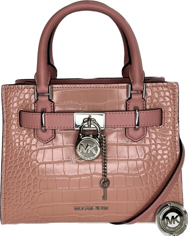 Michael Kors Hamilton MD Satchel bundled Purse Hook (Small, Primrose Croc)