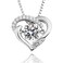ARINZA Heart Necklace for Women, Sterling Silver Dancing Diamond Cubic Zirconia CZ Pendant with 18"+2" Adjustable Chain, Anniversary, Birthday, Christmas Gift for Wife, Mom, Girlfriend
