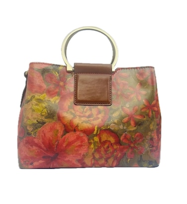 Patricia Nash Empoli Satchel, Soft Green (Floral Oil Painting)