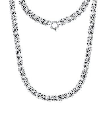 Savlano 925 Sterling Silver 9mm Italian Flat Byzantine Link Chain Necklace -20 inch Hollow Byzantine Necklace for Women - Made in Italy Comes with Gift Box