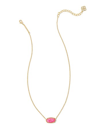 Kendra Scott Womens Elisa Pendant Necklace Gold Bright Pink Kyocera Opal OS