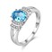 Uloveido Platinum Plated Oval Blue CZ Crystal Anniversary Promise Halo Ring for Women Mom - Wedding Engagement Ring for Bridal Friend Jewelry Gift (size 8) Y3310