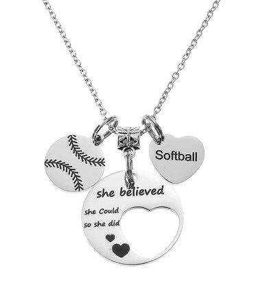 FYXYZ Softball Necklace Softball Gifts for Women Softball Pendant Jewelry Sport Necklace