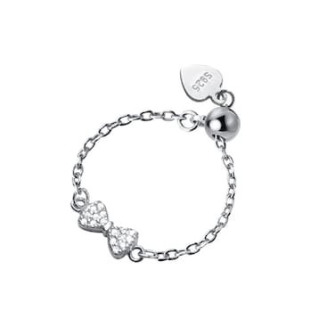 FUNYCHEN Sterling Silver Rings For Women, Classic Bow Forever Love Knot Promise Rings, 925 Adjustable Tassel Chain Dangle Charm Forefinger Ring Fashion Statement Ring For Mom (Bow-knot)