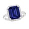 Tirafina Emerald Cut Gemstone Ring, Lab-Created Blue Sapphire and White Sapphire Ring Set in a Sterling Silver Band, Emerald Cut Birthstone Rings, Silver Jewelry, Rings for Women (10x8 mm stone)