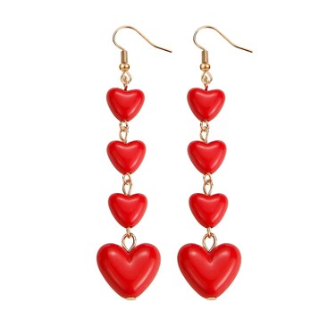 Valentine's Day Earrings,Valentine Red Heart Shaped Earrings Classic Interlocking Dangle Earrings Jewelry for Women,Valentine Day Outfit Accessories and Gifts for Women