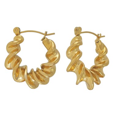 NAARD Twisted Rope Hoop Earrings, Gold Huggie Hoop Earrings, Chunky Gold Hoop Earrings For Women, Gold Plated Stainless Steel Hoop Earrings, Thick Gold Hoop Earrings, Jewelry Gift for Christmas