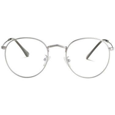 Kursan Classic Round Clear Lens Glasses for Women Men Circle Metal Frame Non-Prescription Eyeglasses (Silver)