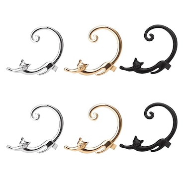 Opexicos 3Pcs Cute Cat Clip On Earrings Ear Cuff Earrings for Women Ear Wrap Earcuff boucle d'oreille Clip