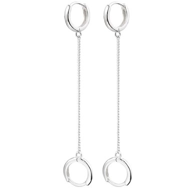 Pair Double Hoop Earrings for Women 925 Sterling Silver Small Huggie Dangle Slave Chain Drop Second Hole Helix Post Multiple Studs Lobe Piercing Cuff Cartilage Men Personalized Jewelry Goth Punk