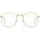 AIEYEZO Round Glasses for Women Men Fashion Blue Light Blocking Glasses Circle Metal Wire Frame Eyeglasses (Gold)