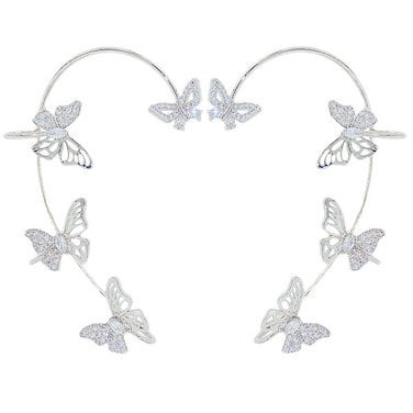 2 Pcs Butterfly Ear Cuff,Butterfly Earrings Ear Cuffs for Women Non Piercing Butterfly Cuff Earrings Rhinestone Ear Wrap Earrings