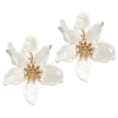 ANDPAI Bohemian Acrylic Resin Flower Retro Large Hawaii Flower Lei Dangle Drop Earrings for Women