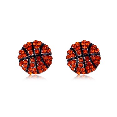 Basketball Earrings Sports Game Earrings Sparkly Cubic Zirconia Stud Earrings for Women Perfect Basketball Gifts Idea
