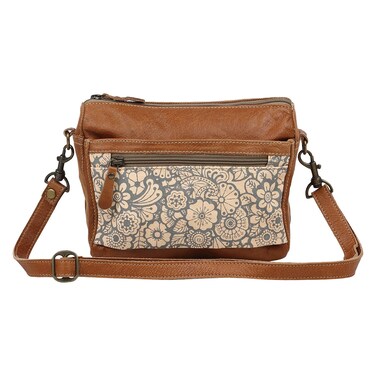 Myra Bag Peach n' Bleach Upcycled Canvas &amp; Leather Crossbody Bag S-1569