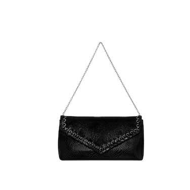 REBECCA MINKOFF Whip Clutch, Black, Shellac Hardware