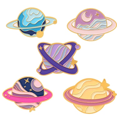 Planet Brooch Pin Cartoon Enamel Saturn Brooch Lapel Pin Saturn Space Lapel Pin Brooch Badge for Women Men Girls Christmas Jewelry Gift Hat Clothes