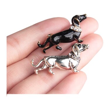 Opexicos 2Pcs Women Men Kids Cute Enamel Dachshund Dog Animal Brooch Pin Fine Gift