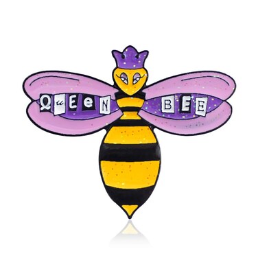 Cartoon Purple Queen Bee Brooch Sparkling Purple Honey Bumble Bee Enamel Sunflower Brooches Pin Badge Jewelry for Woman Gifts (Queen bee)