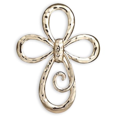 DEMDACO Loop Cross Goldtone Hammered One Size Women's Metal Giving Pin in Gift Box