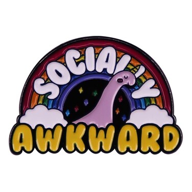 Socially Awkward Enamel Lapel Pin Adult Humor Novelty Witty Brooch Funny Enamel Pin for Purse Backpack Jeans Coat Decoration Gift For friends Men Women Introverts