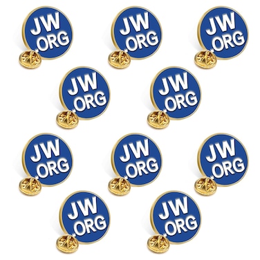 Jehovah Witness - 3/4" Round Blue Lapel Pin - JW.org Neck Tie Hat Tack Clip Women or Men Suits-Gold Round -10 Pcs