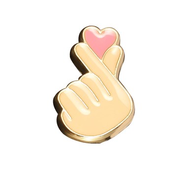 Cute Fashion Hand Heart Gesture Brooch Enamel Sign Language Lapel Pins Finger Heart Mini Pin (1)