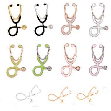 11 Pcs/Set Stethoscope Brooch Pins Stethoscope Enamel Lapel Pin Medical Students Doctor Nurse Stethoscope Brooches Cute Funny Schoolbag Pin Badges Backpack Clothing Bags Cartoon Jewelry Gift