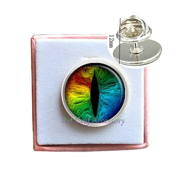 Rainbow Dragon Eye Brooch, Rainbow Dragon Jewelry Dragon Eye Brooch Charm, Gaming Geekery, Rainbow Brooch Dragon Pin,RN438 (G1)