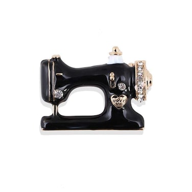 1 PCS Cute Sewing Machine Brooch Pins for Women Wedding - Black Enamel