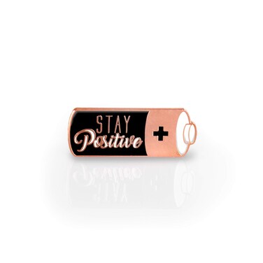 Pun Enamel Pin by LifeBeats   Cute Pin for Clothes, Jackets, Hats, Bags, and Lanyards   Hat Pin Comes with a Greeting Card   Lapel Pin with Sturdy Backing, (Stay Positive Battery)