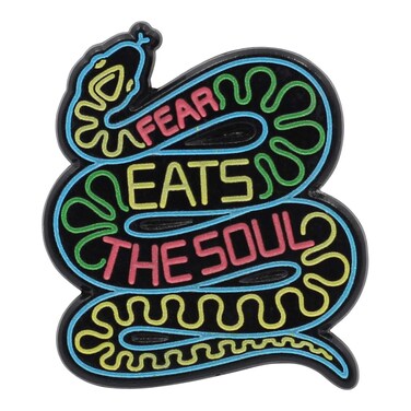 REAL SIC - "Fear Eats the Soul" Snake Enamel Pin - Motivaiontal &amp; Inspirational Occult Neon Lapel Pin - Glow-in-the-Dark Pin for Backpacks, Hats, Jackets &amp; Bags
