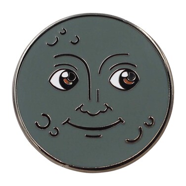 New Moon Enamel Pin by Real Sic - Moon Lapel Pin - Sneaky Moon Emoji Pin for Jackets, Backpacks, Bags, Hats &amp; Tops