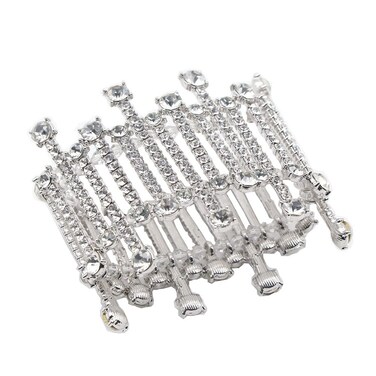 Luxry Rhinestone Cuff Bracelet Silver Stretch Women Arm Cuff Prom Bridal Party Bracelet Jewerly