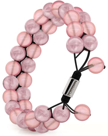 POLLDAN&reg; Rose Quartz Bracelet   8,5 mm Rose Quartz Crystals AAA Grade   Amethyst Gemstone Beaded Bracelets for Women   Rose Quartz Bracelets For Women