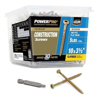 Power Pro Premium Interior Construction Screws (#10 x 3-1/2") - 5lb Box
