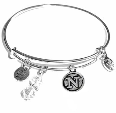 Hidden Hollow Beads Initial Expandable Wire Bangle Bracelet, in the Popular Style (N)