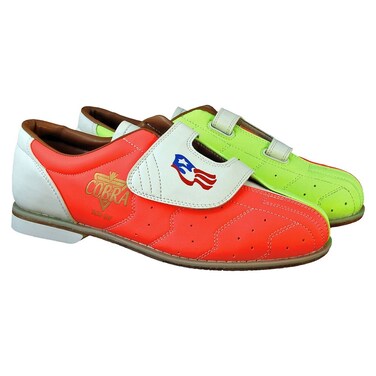 Ladies Glow TCRGV Cobra Rental Bowling Shoes- Hook and Loop Neon Yellow/Orange/White 7 M US